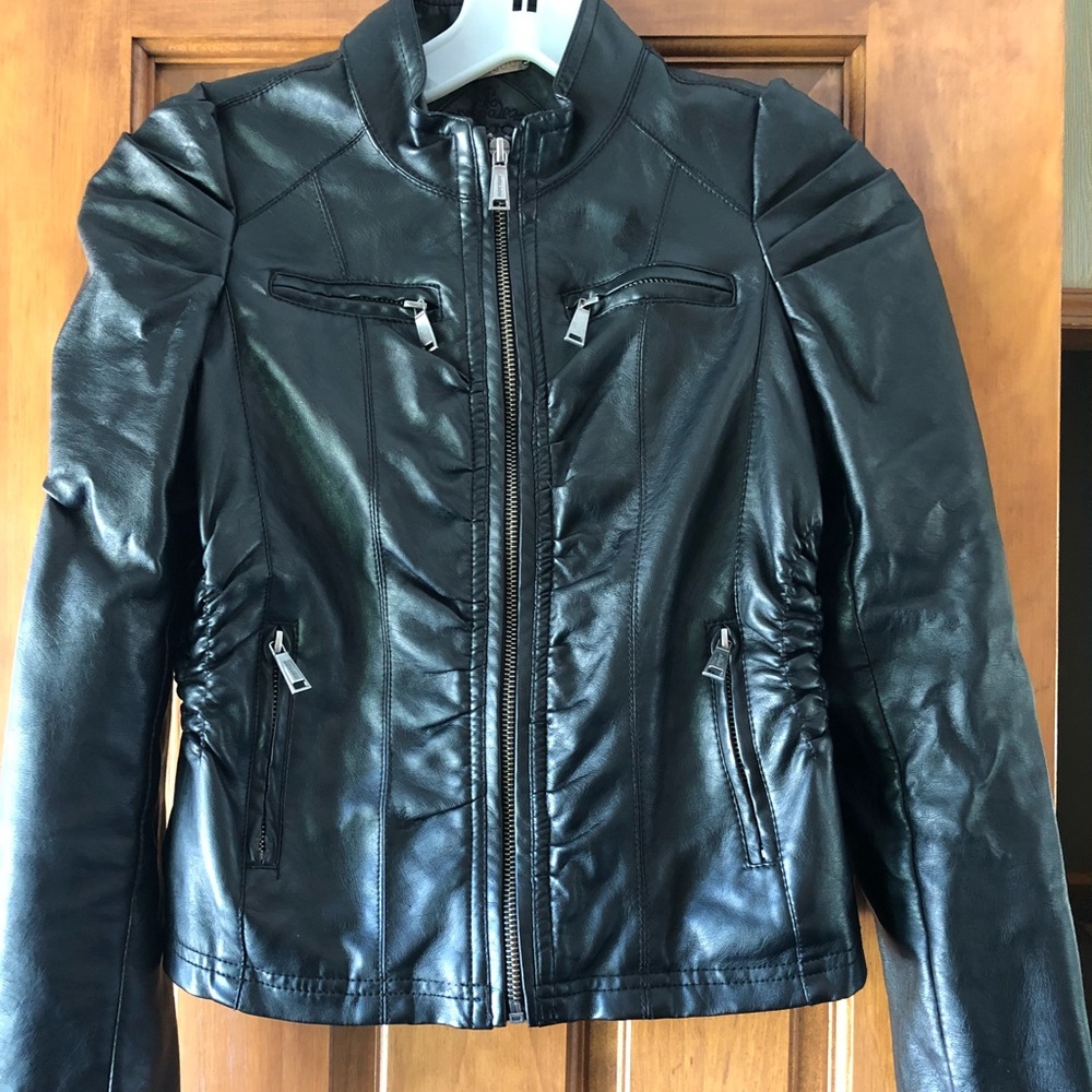 Girls Black Faux Jacket